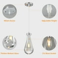 thumbnail image 2 of Modern Glass Pendant Light Kitchen Island Chrome Hanging Light Raindrop Pendant Lights for Dining Room Bedroom Corridor Living Room（2 Pack）, 2 of 7
