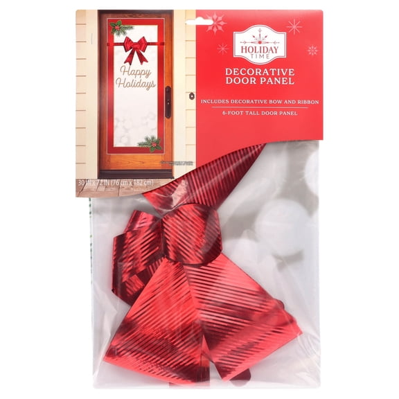 Happy Holidays Bow Decorative Christmas Door Panel, Multicolor, 30" x 6', by Holiday Time