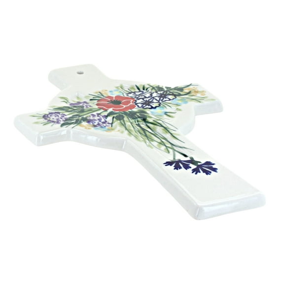 Blue Rose Polish Pottery Summer Garden Cross