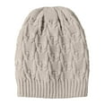thumbnail image 2 of dianhelloya Warm hat LadyAutumn Winter Solid Color Knitting Hat Geometric Pattern Dome Style Outdoor Snow Skiing Warm Folding Pile Beanie Hat Beige, 2 of 8