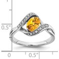 thumbnail image 6 of Solid 14k White Gold Oval Citrine and Diamond Ring - Ring Size 7.0-3.8gm, 6 of 8