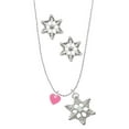 thumbnail image 1 of Delight Jewelry Acrylic 5/16" Hot Pink Heart Silver tone Snowflake Charm Necklace and Stud Earrings, 1 of 4