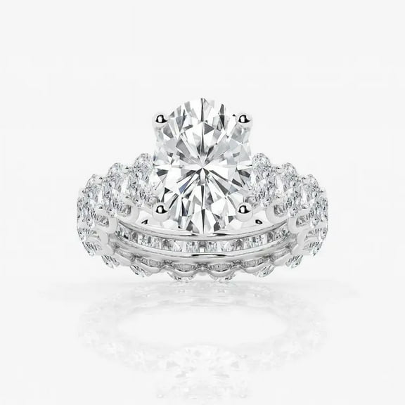 Cloud Jewelry 1.7 Ct Oval Cut Moissanite Engagement Ring - 14K White Gold Plated with Prong Setting - Luxurious Wedding Moissanite Ring for Her - Special Gift for Birthday, Anniversaries & Proposals