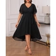 thumbnail image 4 of Vestido de cóctel Talisea talla grande de chifón negro para mujer, 4 of 6