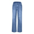 thumbnail image 4 of High Waisted Jeans for Women, Audhol Women High Waisted Jeans Loose Trendy Stretchy Straight Leg Plus Size Distressed Denim Pants with Pockets Baggy Jeans for Women Blue M, 4 of 7