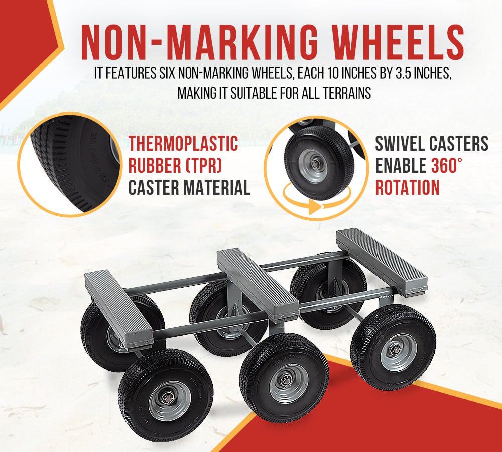 4 Pack 40" x 22" 6 Wheel All Terrain Dolly 1,200 lbs WLL - Heavy Duty Rubber Cap & Hardwood Furniture Moving Dolly w/ 10" Casters Mover
