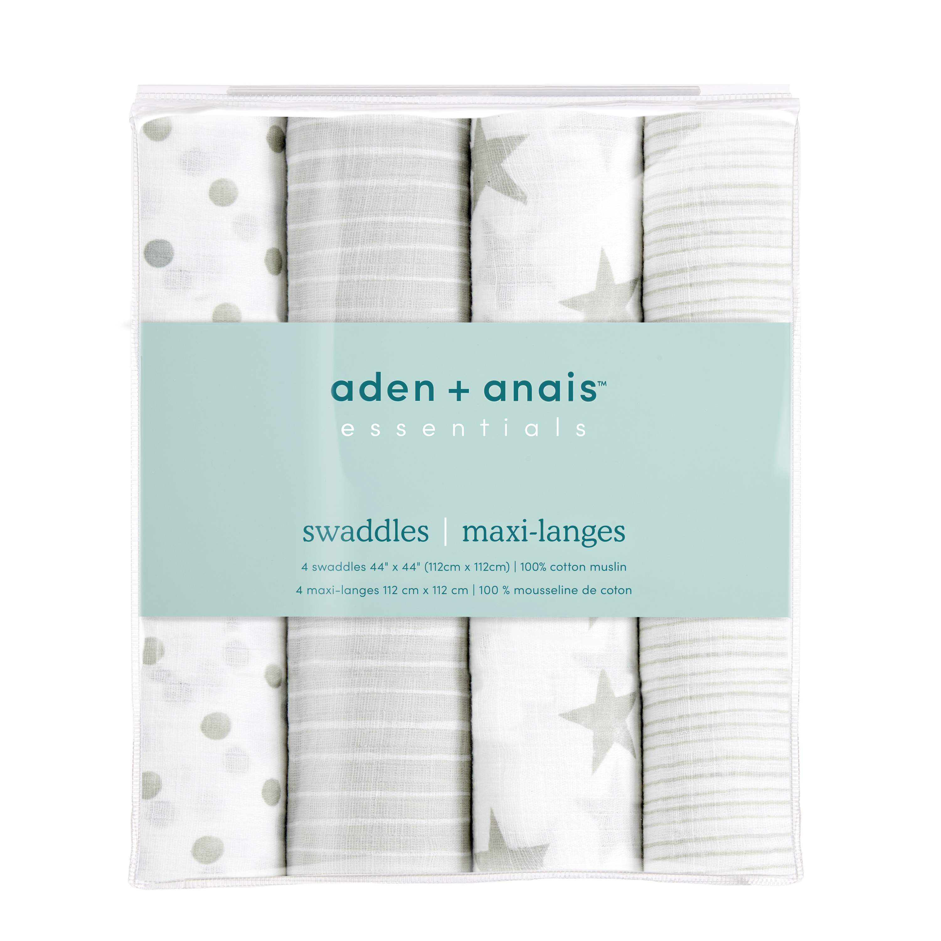 Aden + Anais™ Essentials, Cotton Muslin Swaddle Blanket, Dusty, Unisex, Infants, 4-Pack - image 3 of 6
