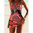 thumbnail image 2 of Traje de baño dividido para mujer, ajustado, sin espalda, cuello en V, ligero, transpirable, poliéster elástico, ropa roja S, 2 of 5