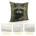 thumbnail image 4 of ONETECH Throw Pillow Covers Raccoon Throw Pillow Case Green Grass Animal Walk Pillow Cushion Cover Home Sofa Decorative, 4 of 5