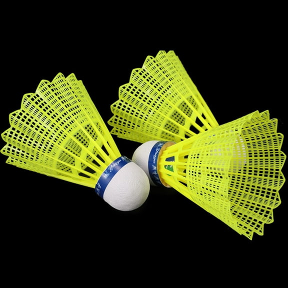 Mobutofu Badminton Birdies Yellow Plastic for School Fitness 12Pcs 7x0.3937x7x0.3937x9x0.3937in