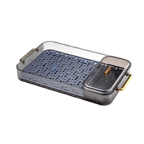 Bandeja de drenaje de doble capa de plástico para platos, escurridor de cocina, estante de drenaje, placa para fregadero