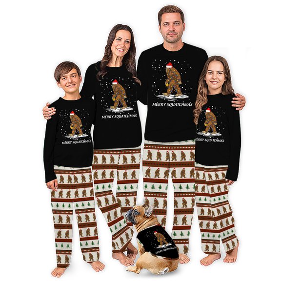 Merry Sasquatch Matching Family Xmas Pajamas, 2 Pieces, Size NB - Men 6XL
