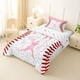 thumbnail image 2 of Erosebridal Pink Dripping Baseball Stitch & Batter Silhouette Graphic Twin Comforter Sets 3-Piece, Sport Graphic Bedding Set for Girls Kids,Breathable Home Decor, 2 of 6
