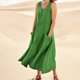 thumbnail image 2 of Vestido de bolsillo SCZ lino algodón sin mangas casual verde 4XL, 2 of 7