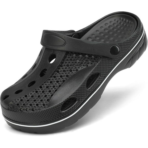 (Gift Of T) 5.5-6.5 Wide Women-4.5-5.5-Black:Women and Men Arch Support Clogs Slip-on Garden Shoes Outdoor Beach Slippers Sandals with Plantar Fasciitis Feet Cushion Insoles