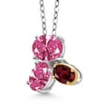 thumbnail image 2 of Gem Stone King 925 Silver and 10K Yellow Gold Pink Zirconia and Red Rhodolite Garnet Pendant Necklace for Women (2.47 Cttw, Oval 8X6MM, 7X5MM and 6X4MM, Gemstone, with 18 inch Chain), 2 of 4