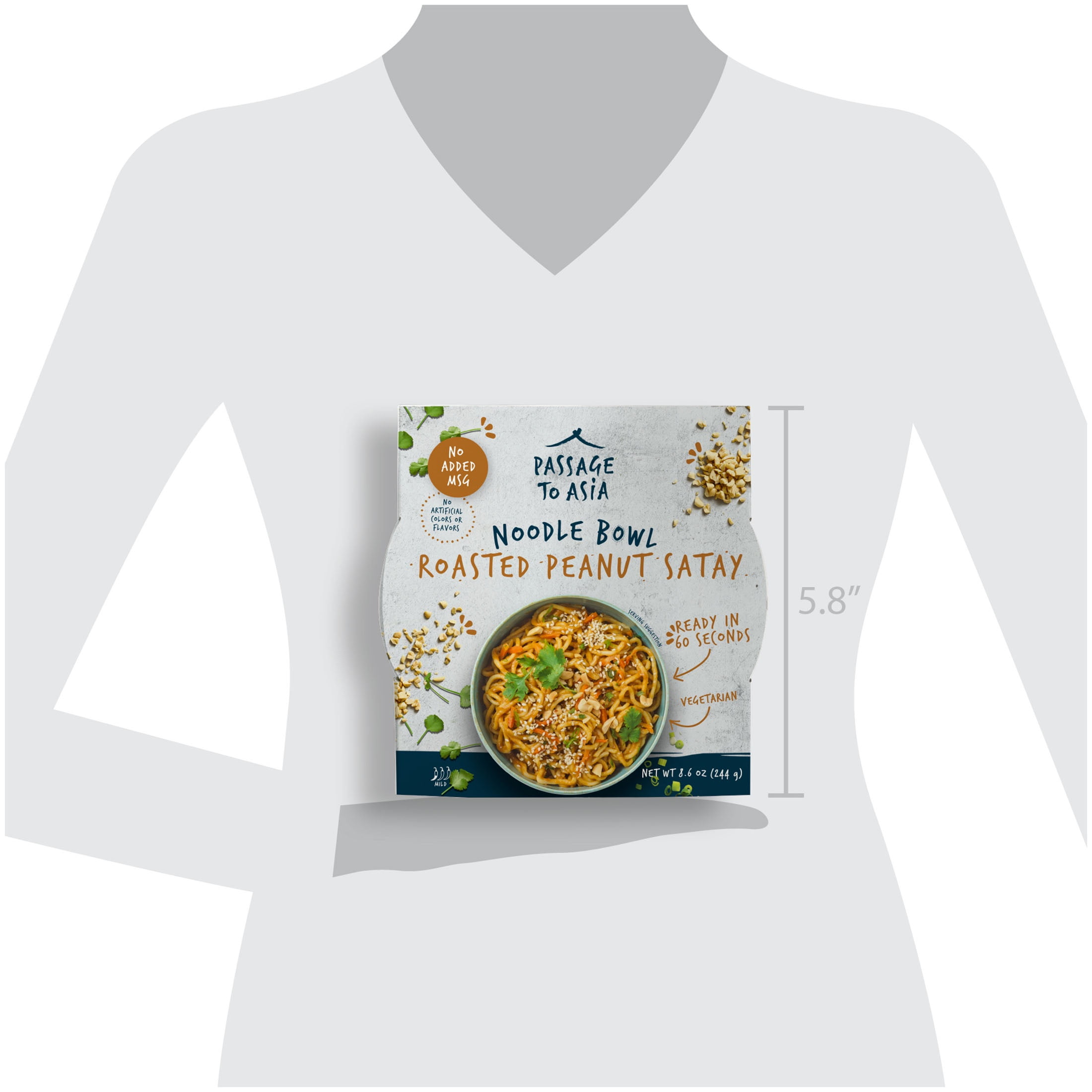 (4 pack) Passage to Asia Peanut Noodle Bowl, 8.6 oz, Shelf Stable