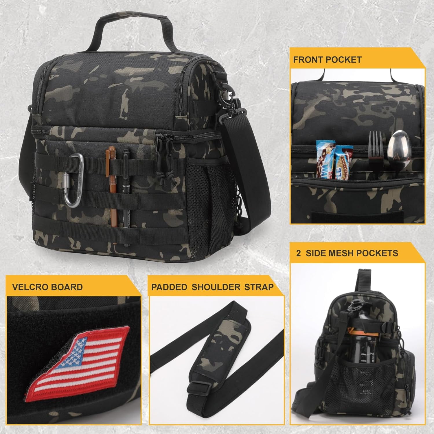 ATRIPACK 2 Compartment Lunch Bag,Leakproof Insulated with Adjustable Shoulder Strap Flag