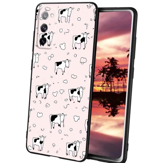 Compatible with Samsung Galaxy S20 Phone Case, Cow-Print-Abstract-Art-Black-White-Pink-Cute48 Case Men Women, Flexible Silicone Shockproof Case for Samsung Galaxy S20
