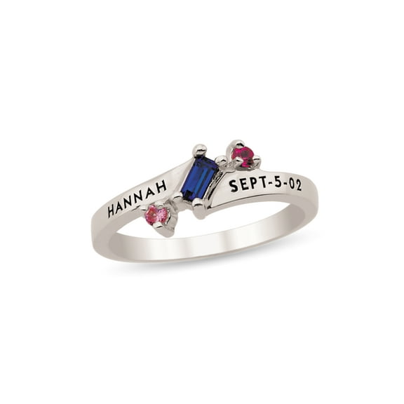 Personalized Engravable Daughter's Birthstone Ring in Sterling Silver by Jewlster