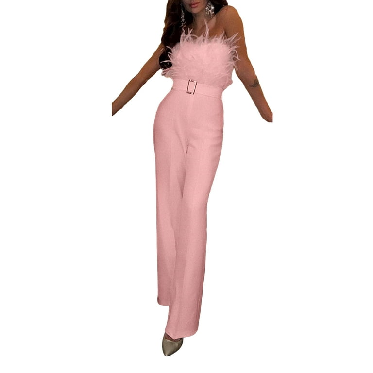 Sexy Solid Feathers Strapless Loose Jumpsuits(3 Colors) Sexy Solid Feathers Strapless Loose Jumpsuits(3 Colors)