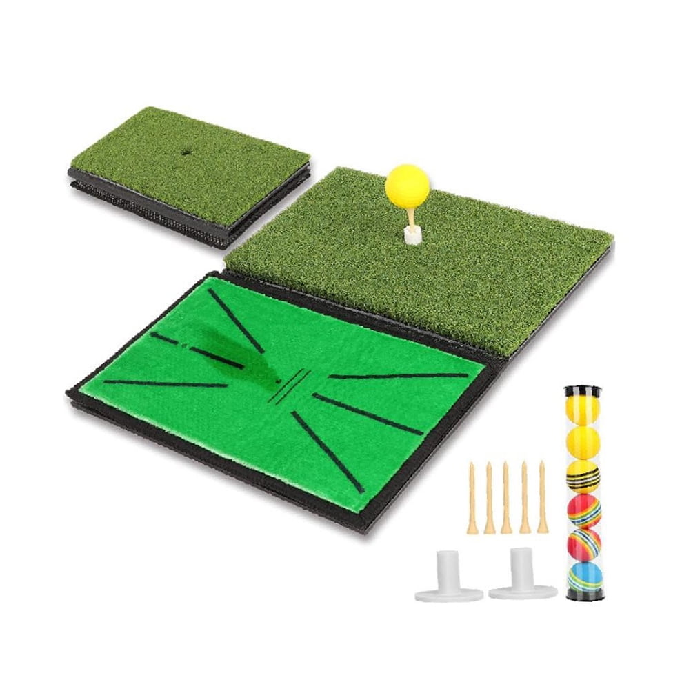 2 in 1 Turf Grass Mat， Portable Foldable Hitting Mat，Practice Chipping