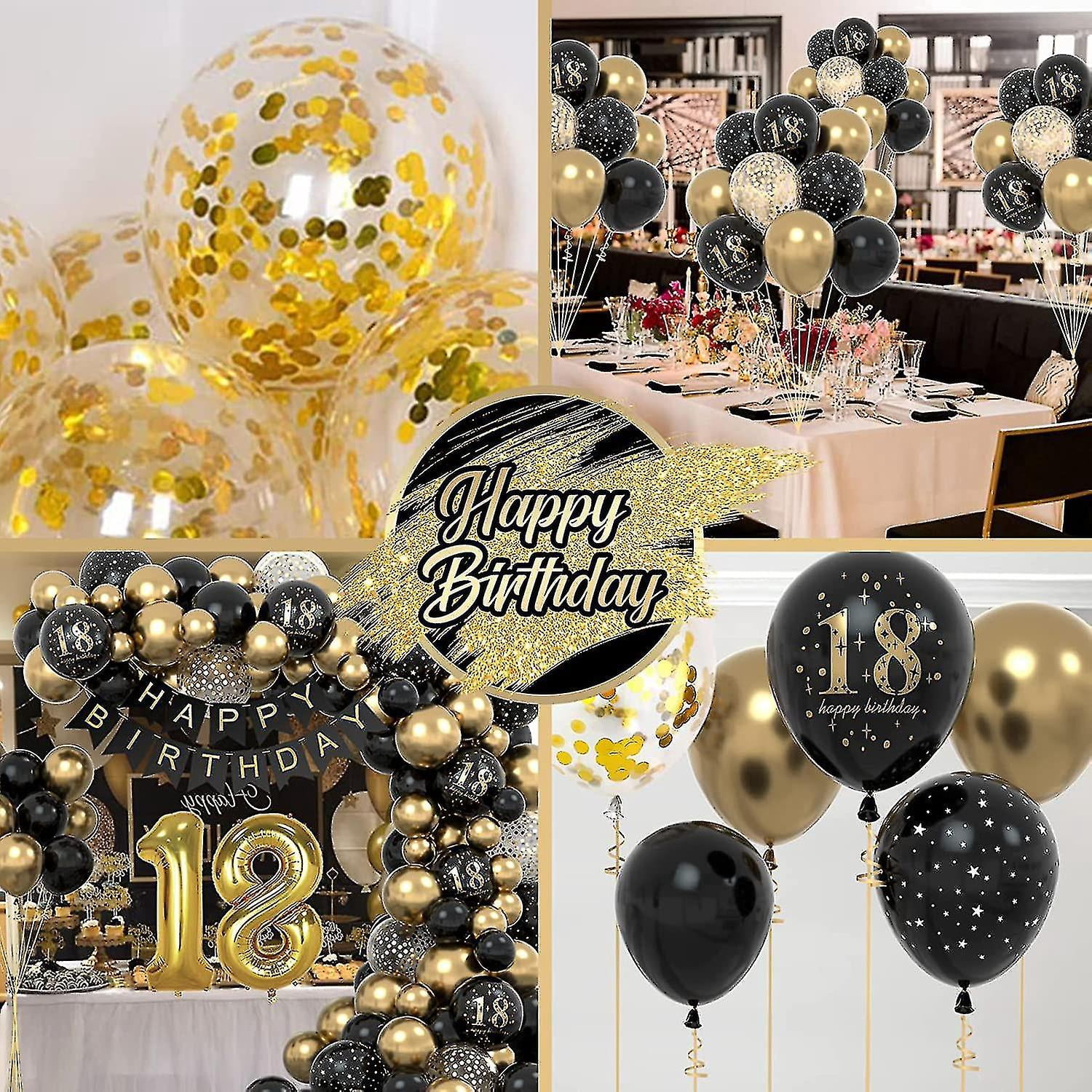 Kit Décoration Anniversaire 18 Ans – Ballons, Guirlandes Dorées – Inclut Bannière « Happy 18th Birthday » - 8