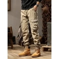 thumbnail image 5 of 2023 New Autumn Cargo Pants Men Multi-Pockets Washed Cotton Work Wear Cargo Jogger Military Overalls Elastic Waist Male Trousers, 5 of 6