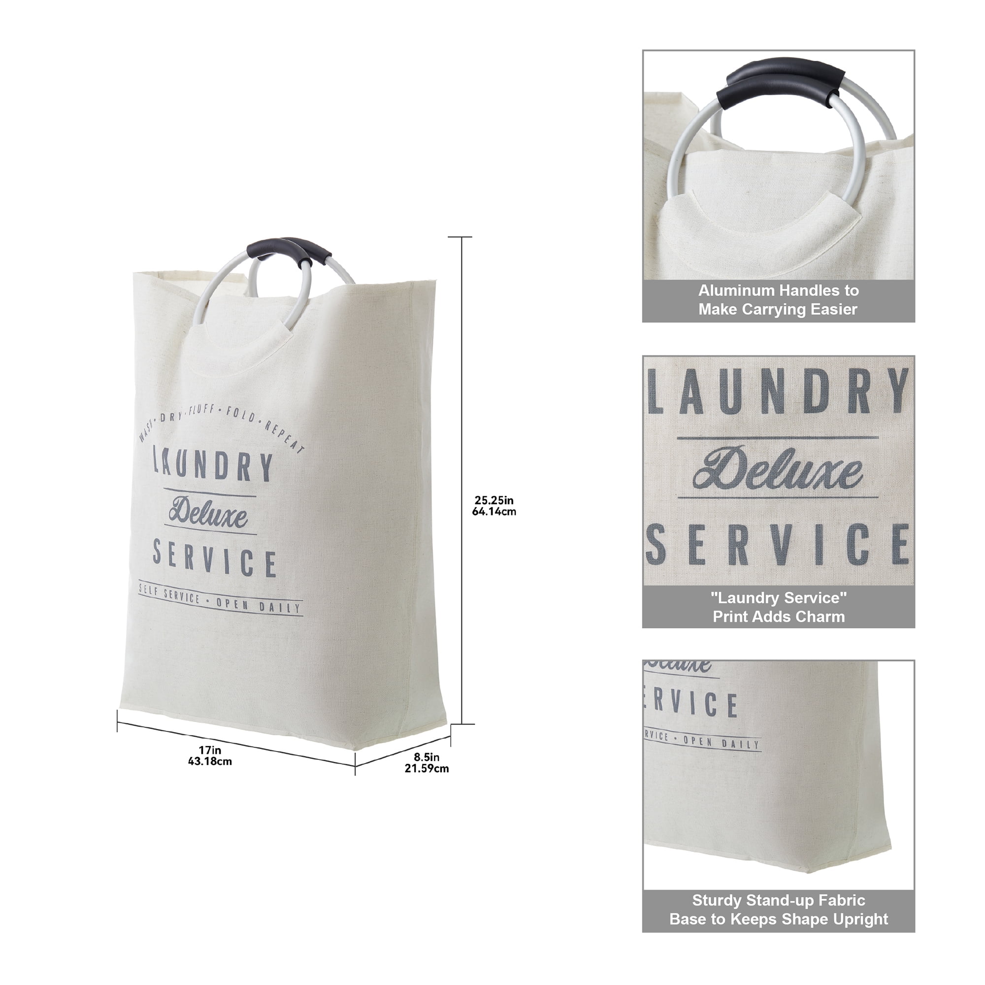 (2 pack) Better Homes & Gardens Laundry Deluxe Service Canvas Tote, Adult, 17 in W x 8.5 in D x 25.25 in H