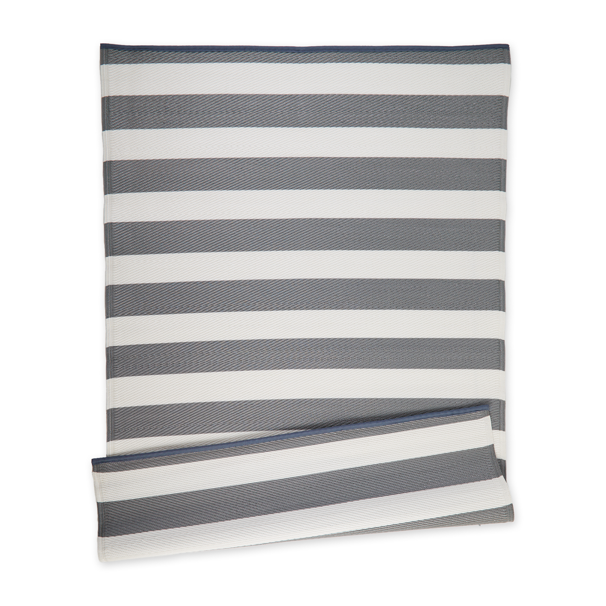Gray and White Stripe Outdoor Rug 4x6ft