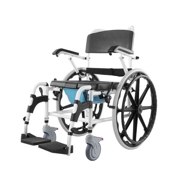 Shower Wheelchair for Bathroom, 300lbs Capacity, Aluminum Alloy Rolling Shower Chair with Brakes, Adjustable Commode Transport Chair for Disabled Adults
