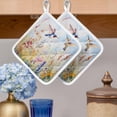 thumbnail image 2 of Spring Hummingbird Floral Pot Holders for Kitchen Heatproof Potholder, 5 Pack Farmhouse Flower Botanical Hot Pads Multipurpose Oven Pads Cloth Potholders Trivet for Cooking Baking, 2 of 8