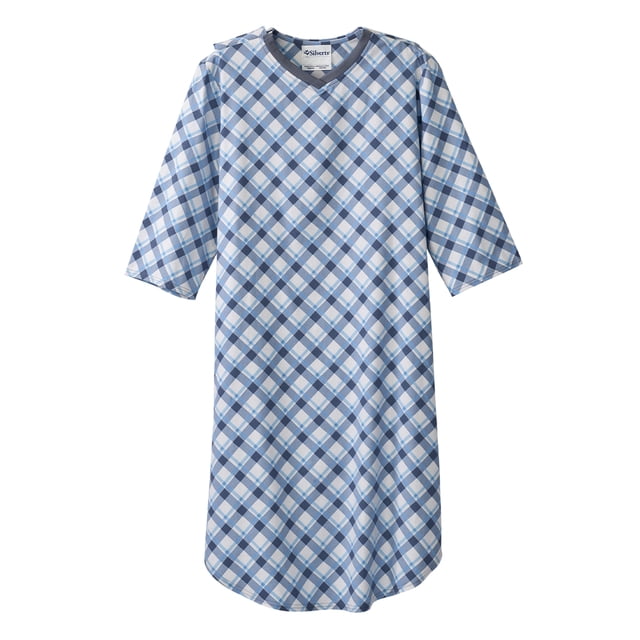 Men’s Open Back Adaptive Flannel Nightgown for Seniors