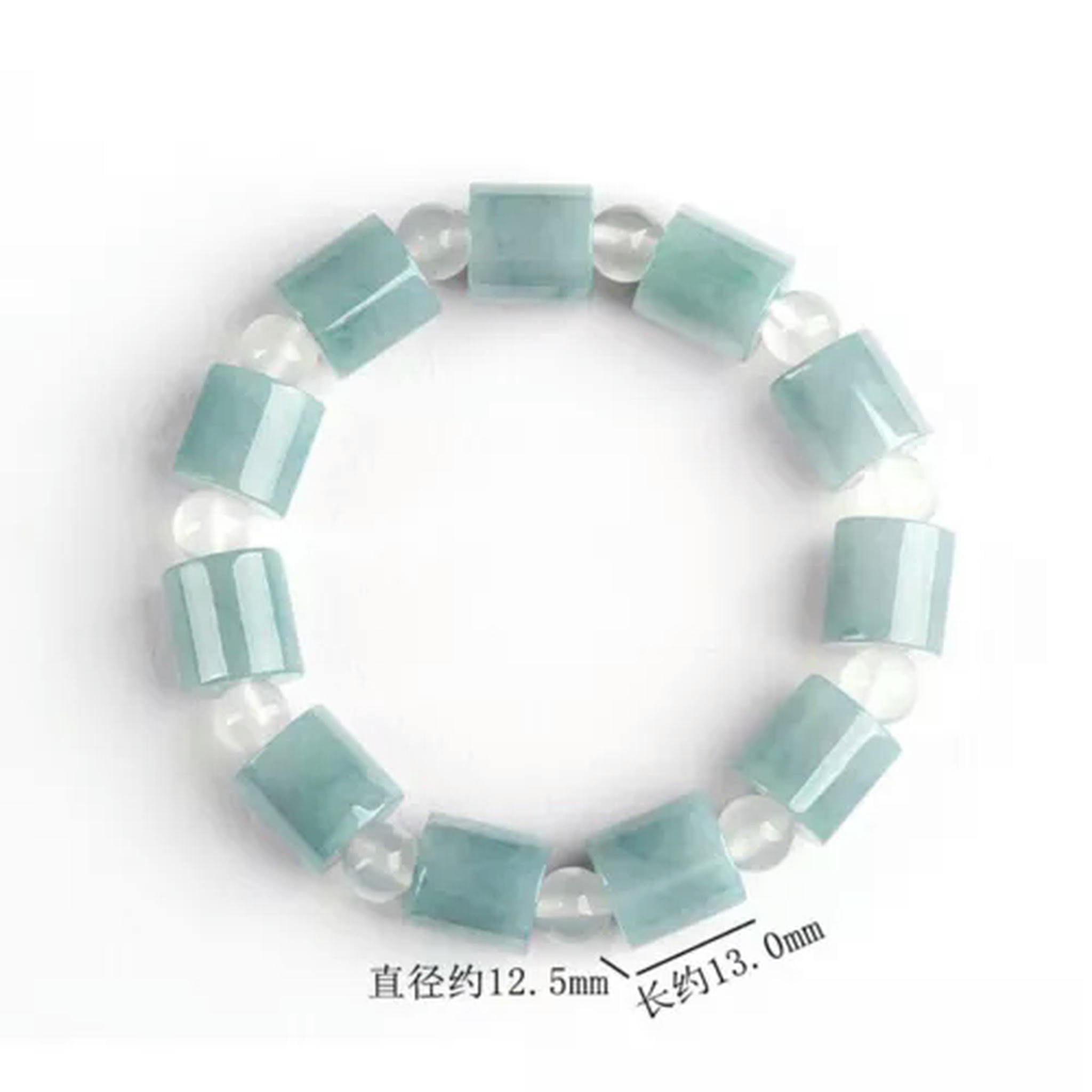 EOEMY Natural Grade A Jade Jadeite Women Men Lucky Column Round Beaded Bracelet