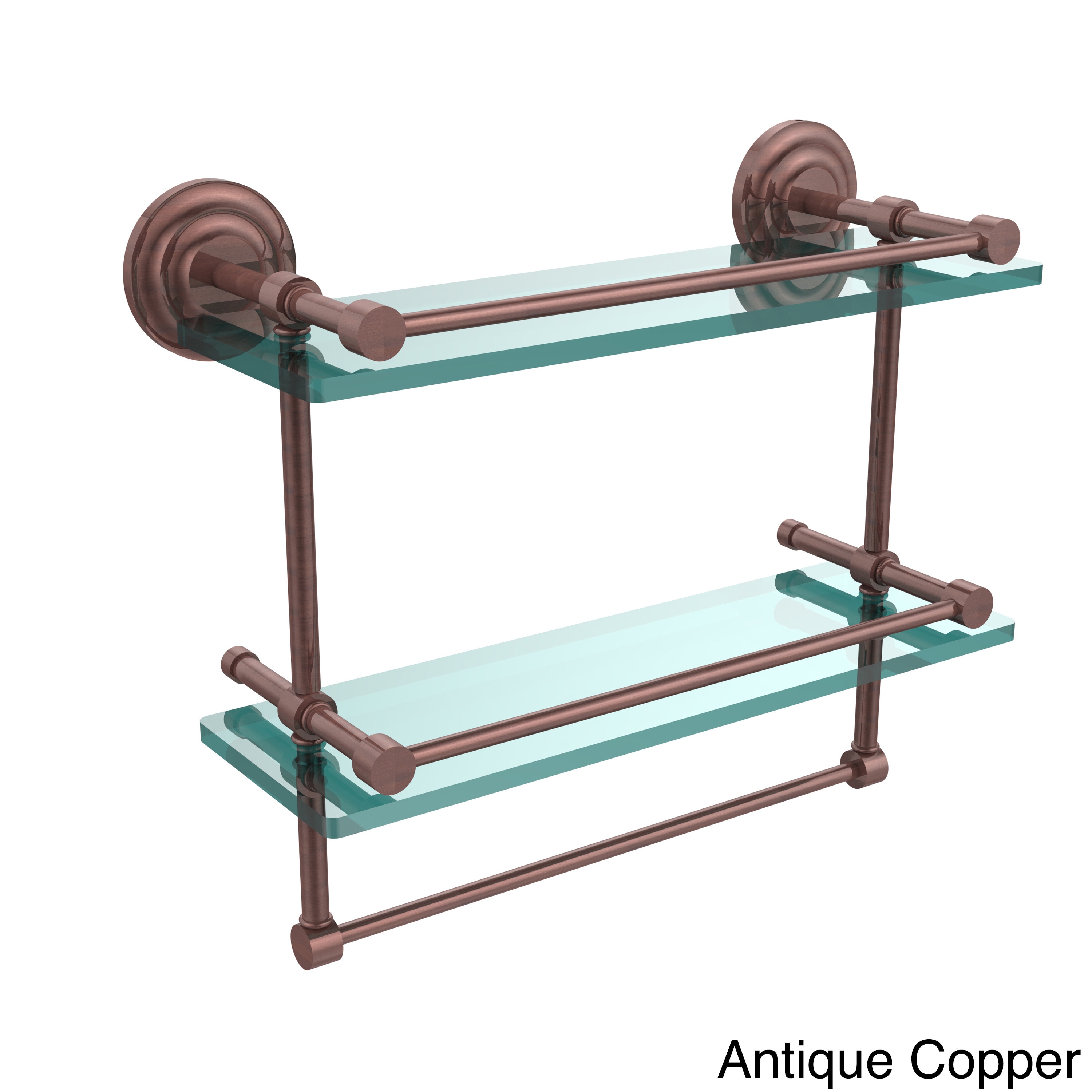 16-in Gallery Double Glass Shelf with Towel Bar in Satin Chrome - image 4 of 5