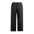 thumbnail image 5 of Women High Waisted Wide Leg Pants - Drawstring Elastic Trousers, Comfy with Pockets, Polyester, Fashionable Long Pants, 5 of 5