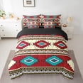 thumbnail image 2 of jejeloiu Ancient Bohemian Aztec 7pcs Bedding Comforter Set,Boho Exotic Style Queen Bedding Sets,Red Beige Cyan Queen Sheet Sets For Men Women,Breathable Home Decor Reversible, 2 of 8