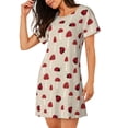 thumbnail image 2 of Rateoe Ladybug With Mushroom Print Women’s Nightdress – Cozy Cotton Short-sleeved Sleep Shirt, Loose-Fit Sleepwear, Perfect for Relaxing and Sleeping, 2 of 6