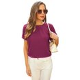 thumbnail image 2 of Airmenty Women's Work Tops Business Casual Round Neck Short Sleeve Swiss Dots Blouses Shirts, 2 of 5