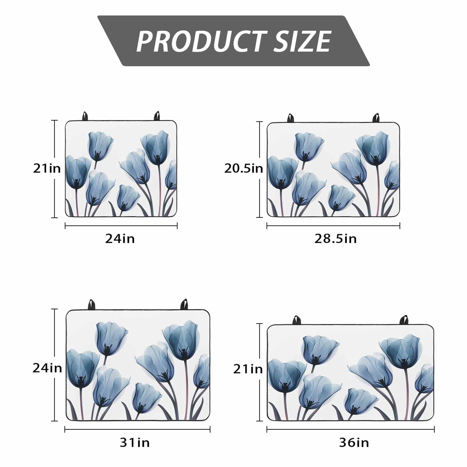 Blue Tulip Stove Top Cover for Electric Stove, Heat-proof & Non Slip Glass Top Stove Cover Protector, Spring Pastoral Flower Watercolor White Kitchen Flat Cooktop Rubber Mat 36x21 Inches