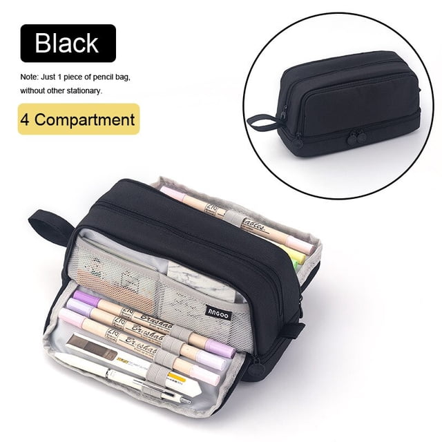 3 cajas de lápices grandes, cajas de lápices negras, bolsas de lápices, cajas de lápices para niñas, papelería de belleza, Oficina del organizador de papelería escolar