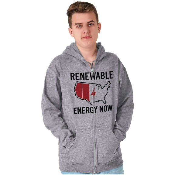 USA Renewable Energy Climate Change Unisex Fleece Graphic Zip Up Hoodie Brisco Brands 2X