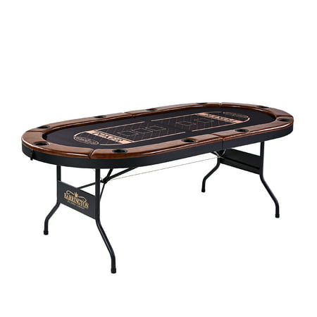 Barrington Charleston Premium 10 Player Poker Table - No assembly required, Foldable Design, Brown Padded faux