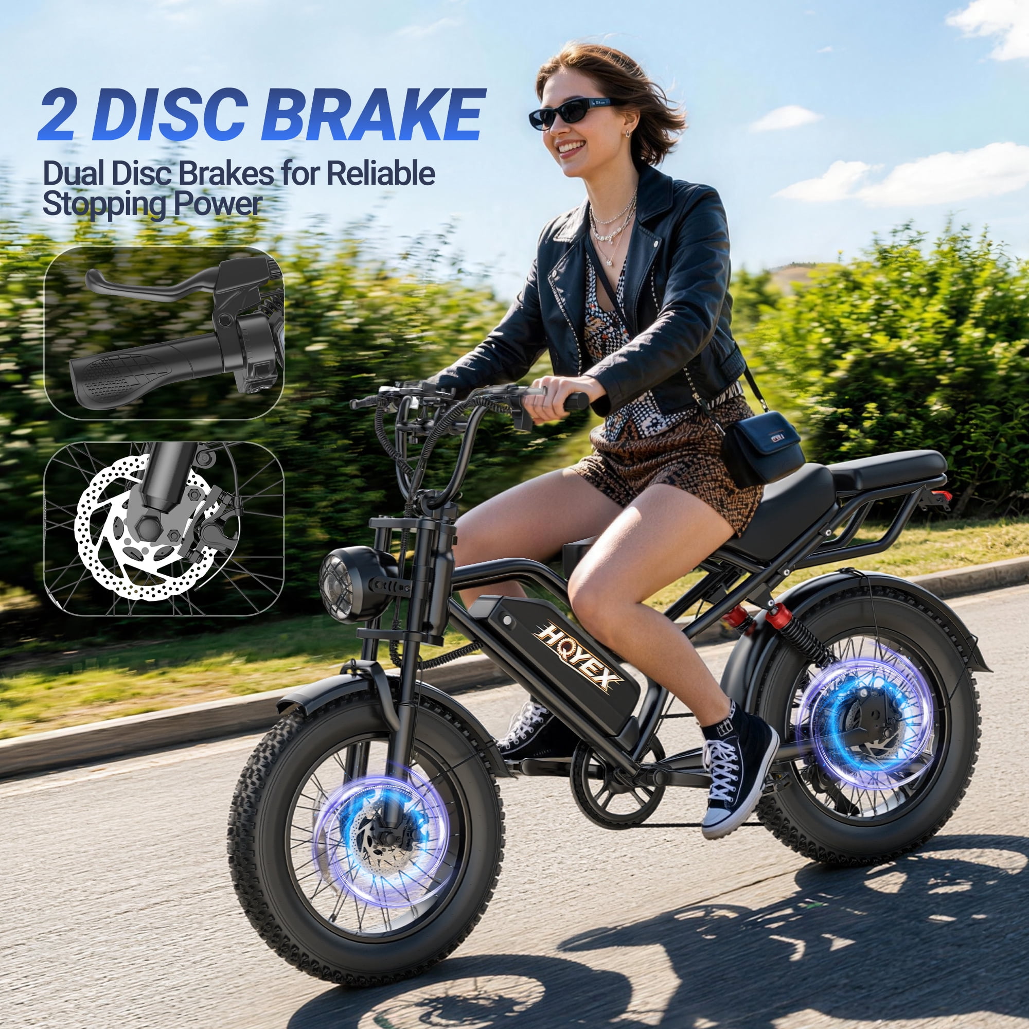 HQYEX HQ20 Adult Electric Bike, 1500W Brushless Motor, 20" Fat Tire Ebike, 48V 20Ah Removable Battery, 31MPH Top Speed with Dual Suspension & Dual Disc Brakes for All-Terrain Use