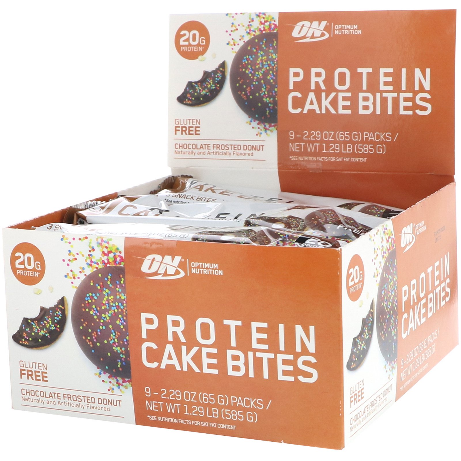 Optimum Nutrition Cake Bites, Chocolate Frosted Donut, 20g Protein, 9 Ct