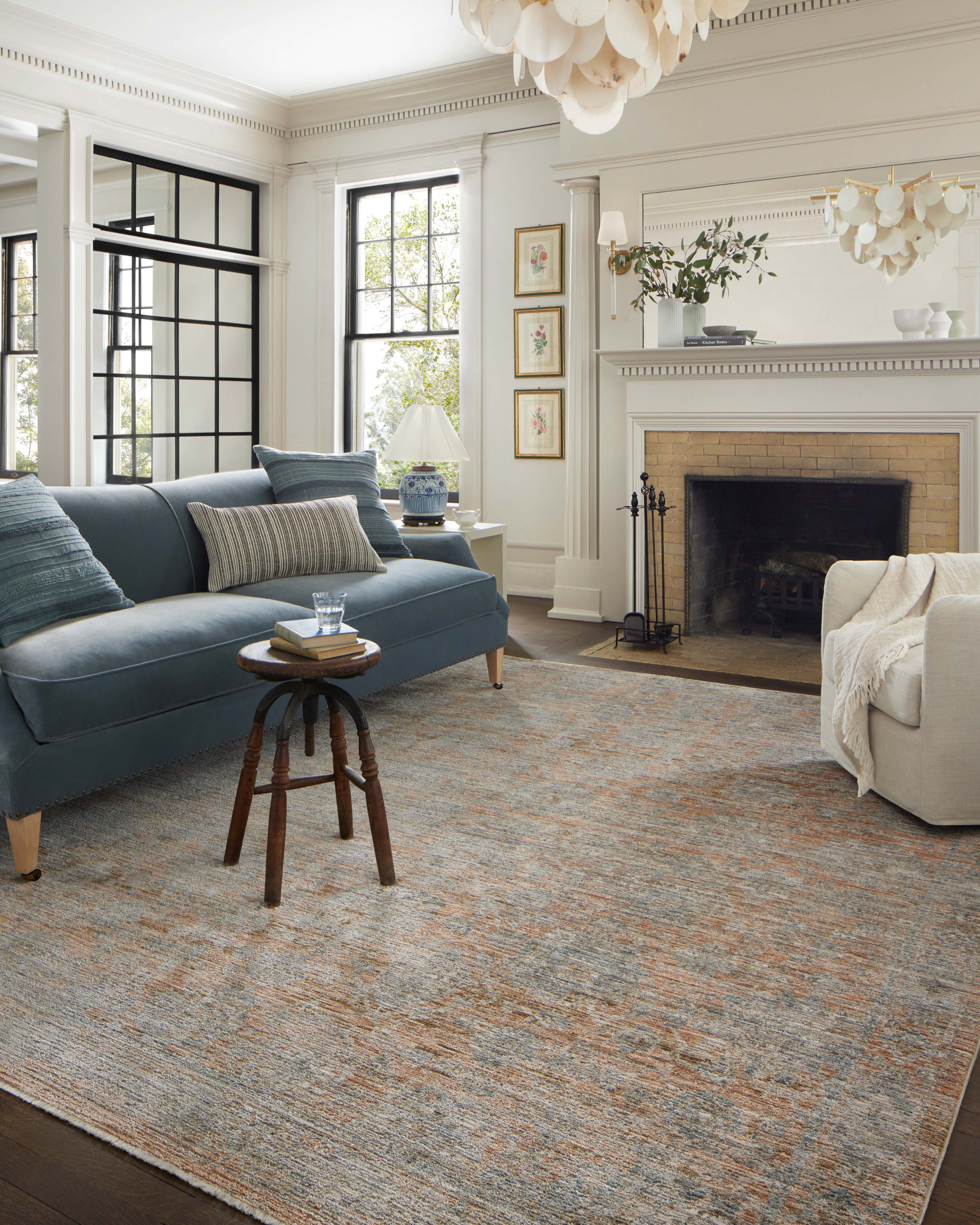 Jean Stoffer x Loloi Katherine Terracotta / Smoke 5'-3" x 5'-3" Round Accent Rug