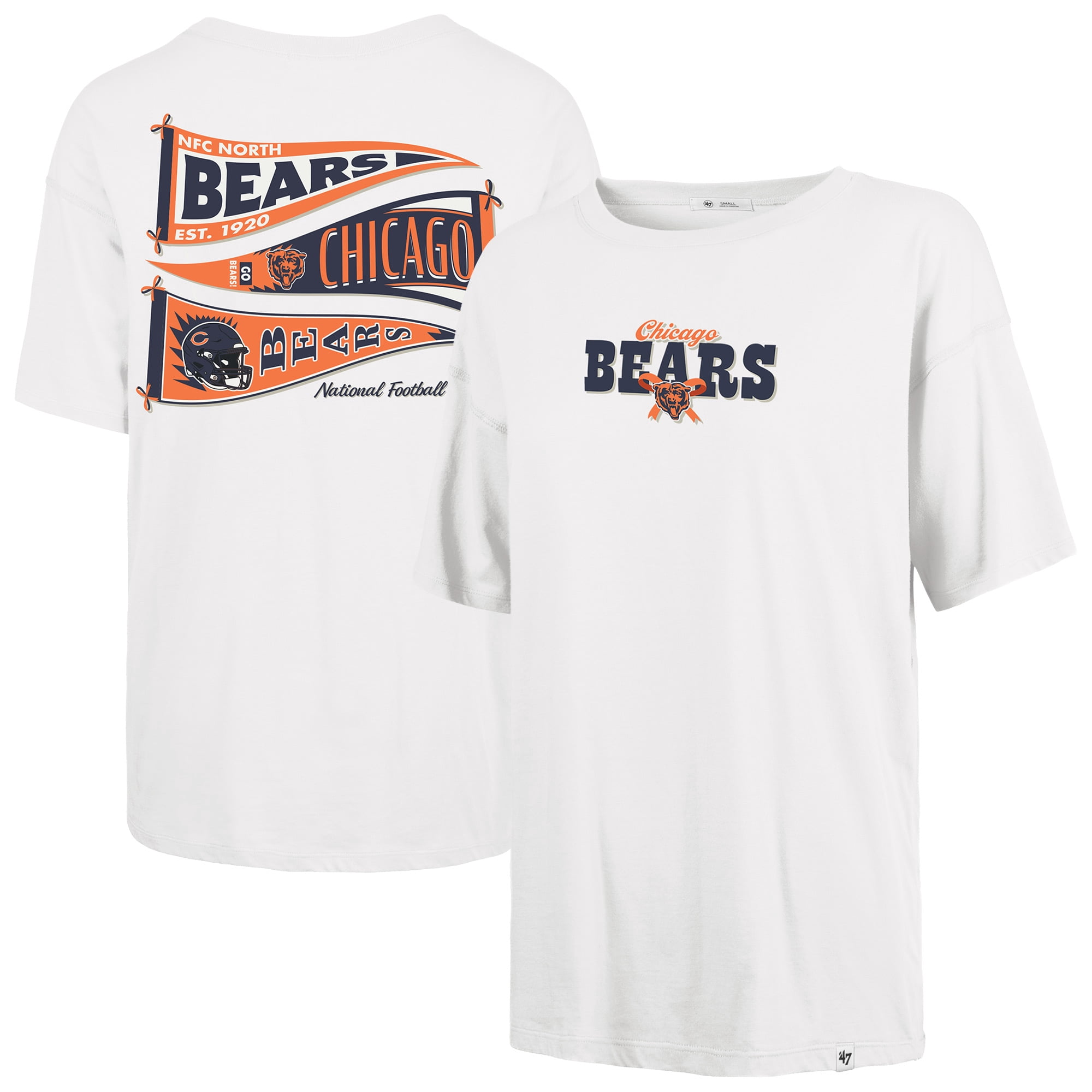 Women's '47 White Chicago Bears Bow & Banner Sadie T-Shirt