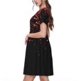 thumbnail image 2 of Easygdp Red Glitter1 para Vestido Transpirable de Mujer, Vestido Suelto de Manga Corta con Pliegues y Bolsillos para el Verano, 2 of 6