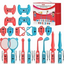 Switch Sports Accessories Bundle, 18 in 1 Family Accessories Kit for Nintendo Switch/Switch OLED with Golf Clubs, Tennis Rackets, Sword Grips, Bowling Ball Grips, Wrist & Leg Straps