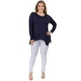thumbnail image 4 of Women's Long Sleeve Asymmetrical Hem Tunic Top - Size Plus, NAVY, 3XL, 4 of 4